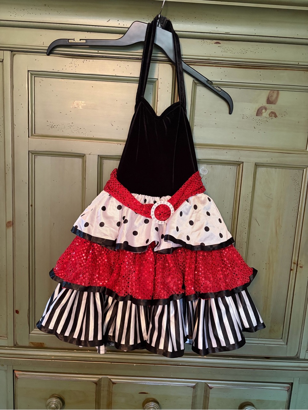 Costume Gallery LCSparkle Polka Halter Dance Costume Dress in Red, Black & White